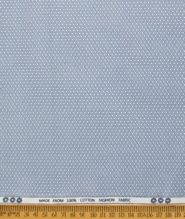 Montivora Men's Pure Cotton Printed  Unstitched Shirting Fabric (White & Royal Blue)