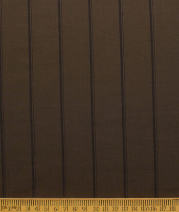 Montivora Men's Pure Cotton Striped  Unstitched Shirting Fabric (Coffee Brown)