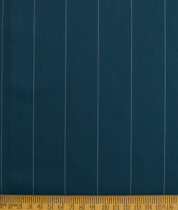 Montivora Men's Giza Cotton Striped  Unstitched Shirting Fabric (Dark Teal Blue)