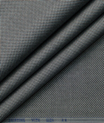 Montivora Men's Giza Cotton Structured  Unstitched Shirting Fabric (Grey & Black)