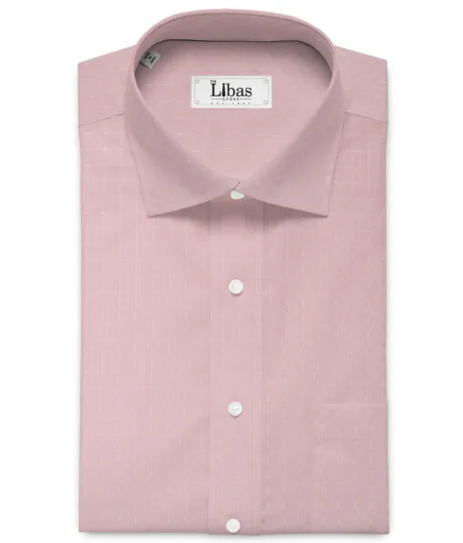 Montivora Men's Giza Cotton Checks  Unstitched Shirting Fabric (Pink)