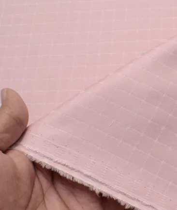 Montivora Men's Giza Cotton Checks  Unstitched Shirting Fabric (Pink)