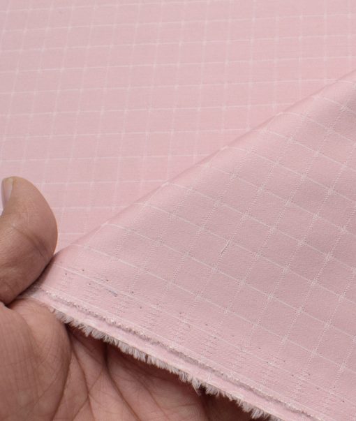 Montivora Men's Giza Cotton Checks  Unstitched Shirting Fabric (Pink)