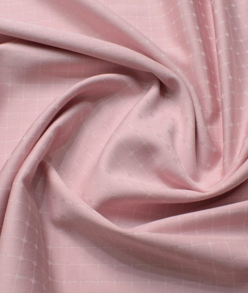 Montivora Men's Giza Cotton Checks  Unstitched Shirting Fabric (Pink)