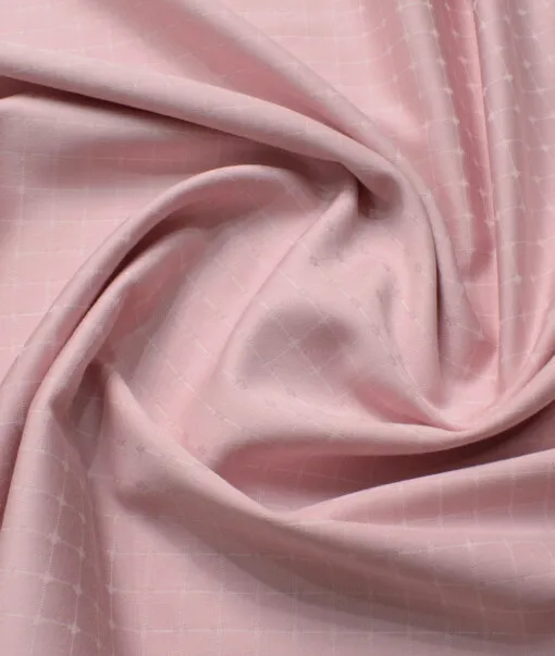 Montivora Men's Giza Cotton Checks  Unstitched Shirting Fabric (Pink)