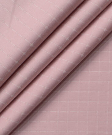 Montivora Men's Giza Cotton Checks  Unstitched Shirting Fabric (Pink)