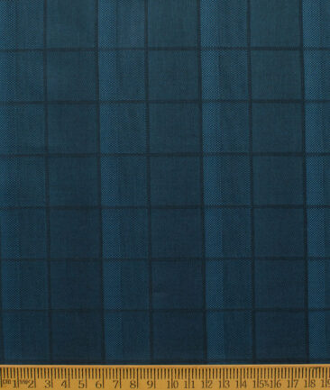 Montivora Men's Giza Cotton Checks  Unstitched Shirting Fabric (Teal Blue)