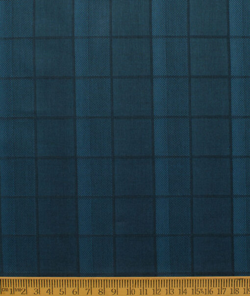 Montivora Men's Giza Cotton Checks  Unstitched Shirting Fabric (Teal Blue)