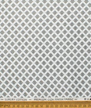 Nemesis Men's Pure Cotton Printed  Unstitched Shirting Fabric (White & Black)