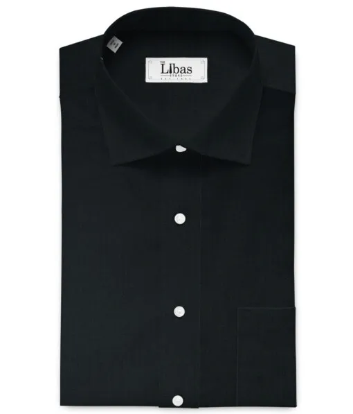 Raymond Men's Pure Cotton Solids  Unstitched Shirting Fabric (Black)