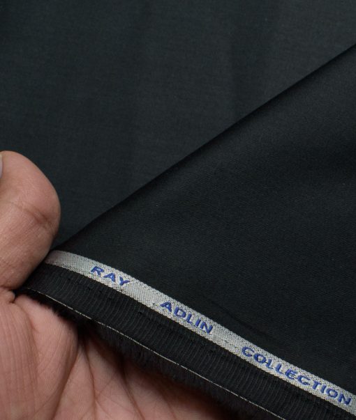 Raymond Men's Pure Cotton Solids  Unstitched Shirting Fabric (Black)