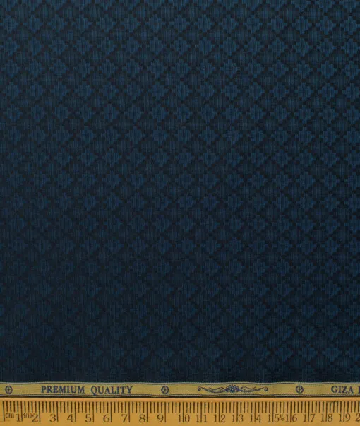 Soktas Men's Giza Cotton Self Design  Unstitched Shirting Fabric (Peacock Blue)