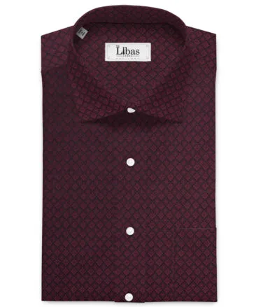 Soktas Men's Giza Cotton Self Design  Unstitched Shirting Fabric (Wine)