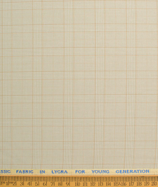 J.hampstead Men's Polyester Viscose  Checks  Unstitched Suiting Fabric (Beige)