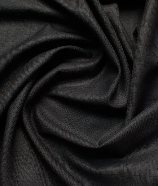J.hampstead Men's Polyester Viscose  Checks  Unstitched Suiting Fabric (Dark Grey)