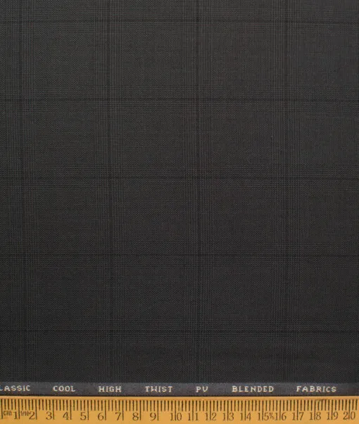 J.hampstead Men's Polyester Viscose  Checks  Unstitched Suiting Fabric (Dark Grey)