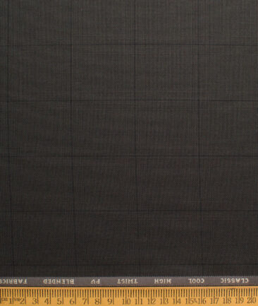 J.hampstead Men's Polyester Viscose  Checks  Unstitched Suiting Fabric (Brown)