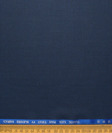 J.hampstead Men's Polyester Viscose  Structured  Unstitched Suiting Fabric (Dark Royal Blue)