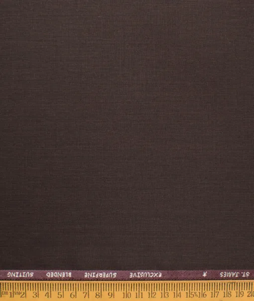 J.hampstead Men's Polyester Viscose  Structured  Unstitched Suiting Fabric (Dark Brown)