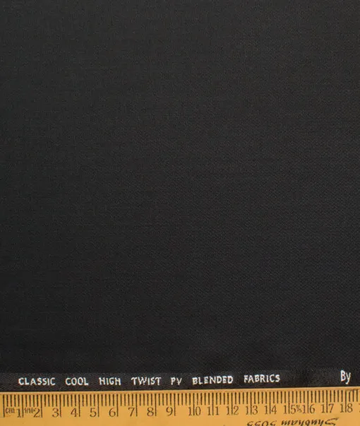 J.hampstead Men's Polyester Viscose  Structured  Unstitched Suiting Fabric (Black)
