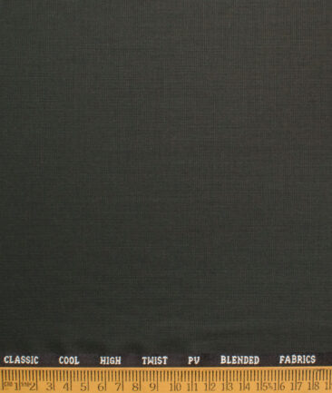 J.hampstead Men's Polyester Viscose  Structured  Unstitched Suiting Fabric (Dark Green)
