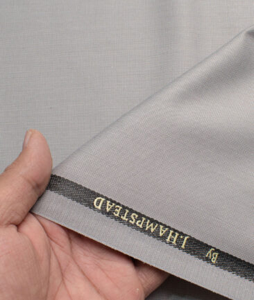 J.hampstead Men's Polyester Viscose  Structured  Unstitched Suiting Fabric (Light Grey)