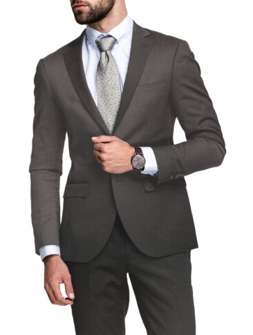J.hampstead Men's Polyester Viscose  Structured  Unstitched Suiting Fabric (Brownish Grey)