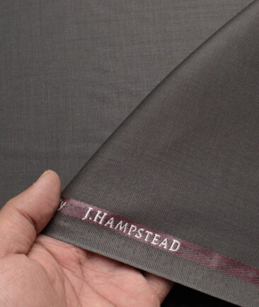 J.hampstead Men's Polyester Viscose  Structured  Unstitched Suiting Fabric (Brownish Grey)