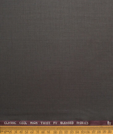 J.hampstead Men's Polyester Viscose  Structured  Unstitched Suiting Fabric (Brownish Grey)