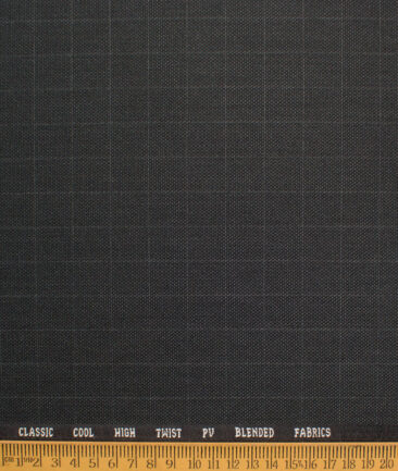 J.hampstead Men's Polyester Viscose  Checks  Unstitched Suiting Fabric (Dark Grey)