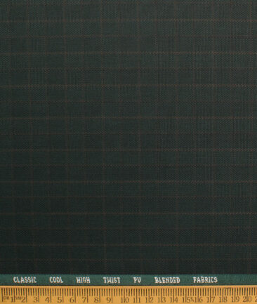 J.hampstead Men's Polyester Viscose  Checks  Unstitched Suiting Fabric (Dark Brown)