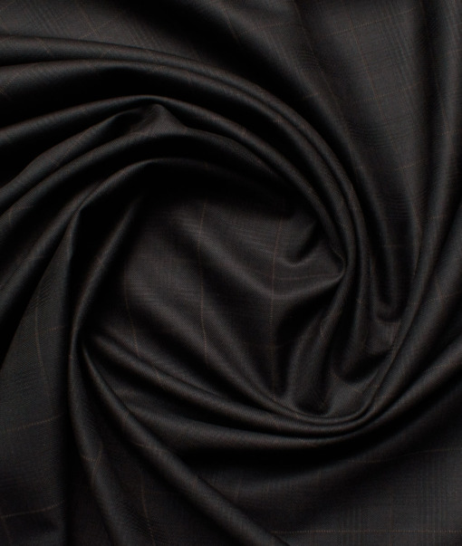 J.hampstead Men's Polyester Viscose  Checks  Unstitched Suiting Fabric (Black)