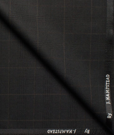J.hampstead Men's Polyester Viscose  Checks  Unstitched Suiting Fabric (Black)