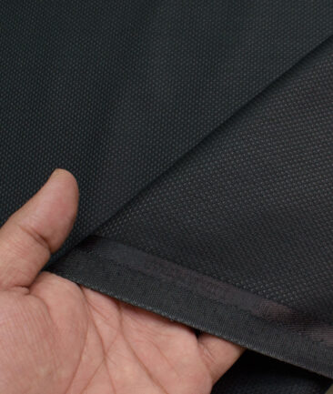 J.hampstead Men's Polyester Viscose  Structured  Unstitched Suiting Fabric (Black)