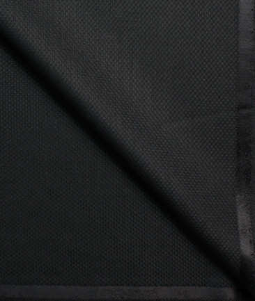 J.hampstead Men's Polyester Viscose  Structured  Unstitched Suiting Fabric (Black)