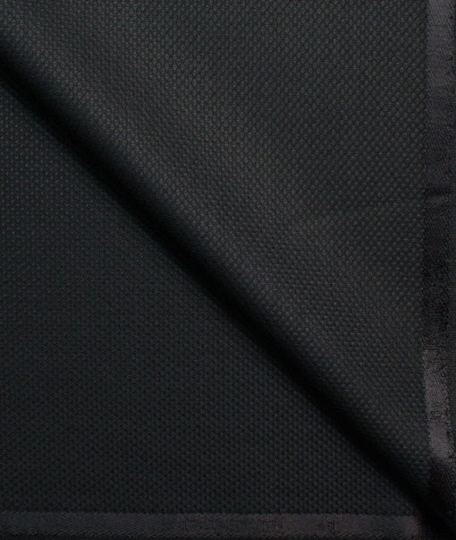 J.hampstead Men's Polyester Viscose  Structured  Unstitched Suiting Fabric (Black)