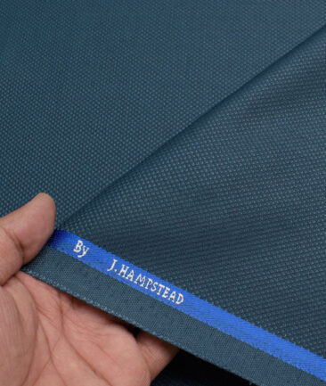 J.hampstead Men's Polyester Viscose  Structured  Unstitched Suiting Fabric (Dark Ocean Green)