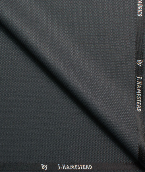 J.hampstead Men's Polyester Viscose  Structured  Unstitched Suiting Fabric (Dark Grey)