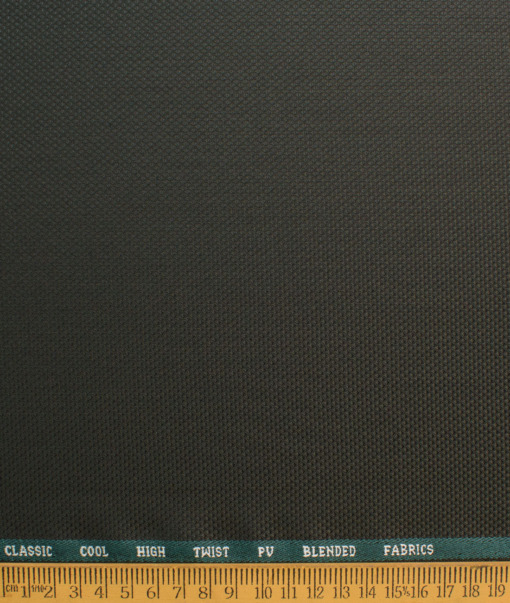 J.hampstead Men's Polyester Viscose  Structured  Unstitched Suiting Fabric (Dark Green)