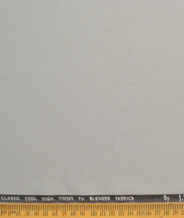 J.hampstead Men's Polyester Viscose  Structured  Unstitched Suiting Fabric (Light Grey)