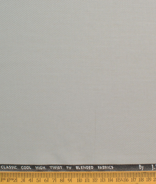 J.hampstead Men's Polyester Viscose  Structured  Unstitched Suiting Fabric (Light Grey)