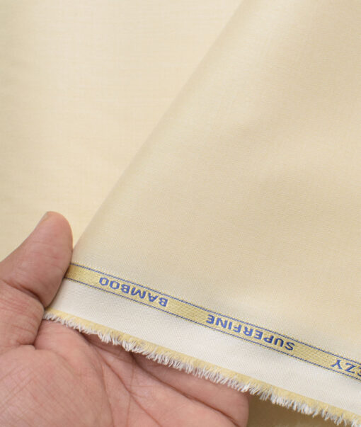 Cadini Men's Bamboo Micro Solids  Unstitched Shirting Fabric (Latte Beige)