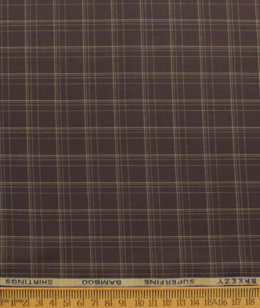 Cadini Men's Bamboo Micro Checks  Unstitched Shirting Fabric (Dark Brown)