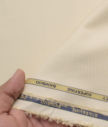 Cadini Men's Bamboo Micro Structured  Unstitched Shirting Fabric (Latte Beige)