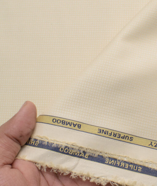 Cadini Men's Bamboo Micro Structured  Unstitched Shirting Fabric (Latte Beige)