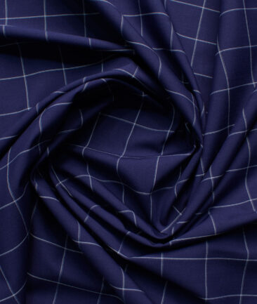 Cadini Men's Bamboo Micro Checks  Unstitched Shirting Fabric (Royal Blue)