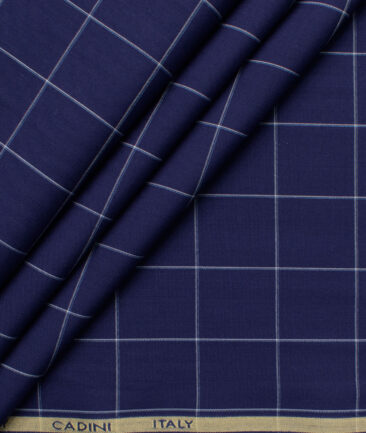 Cadini Men's Bamboo Micro Checks  Unstitched Shirting Fabric (Royal Blue)