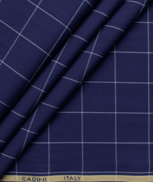 Cadini Men's Bamboo Micro Checks  Unstitched Shirting Fabric (Royal Blue)