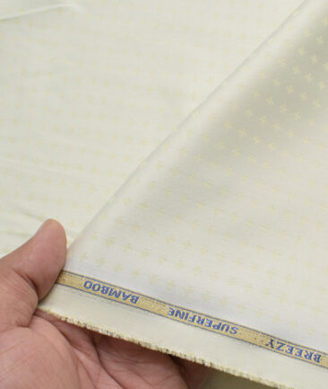 Cadini Men's Bamboo Micro Self Design  Unstitched Shirting Fabric (Light Pistachios Green)