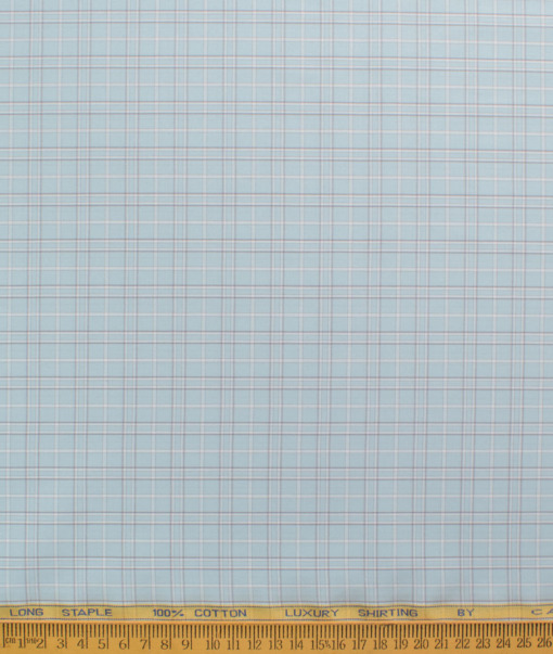 Cadini Men's Cotton Checks  Unstitched Shirting Fabric (Mint Green)